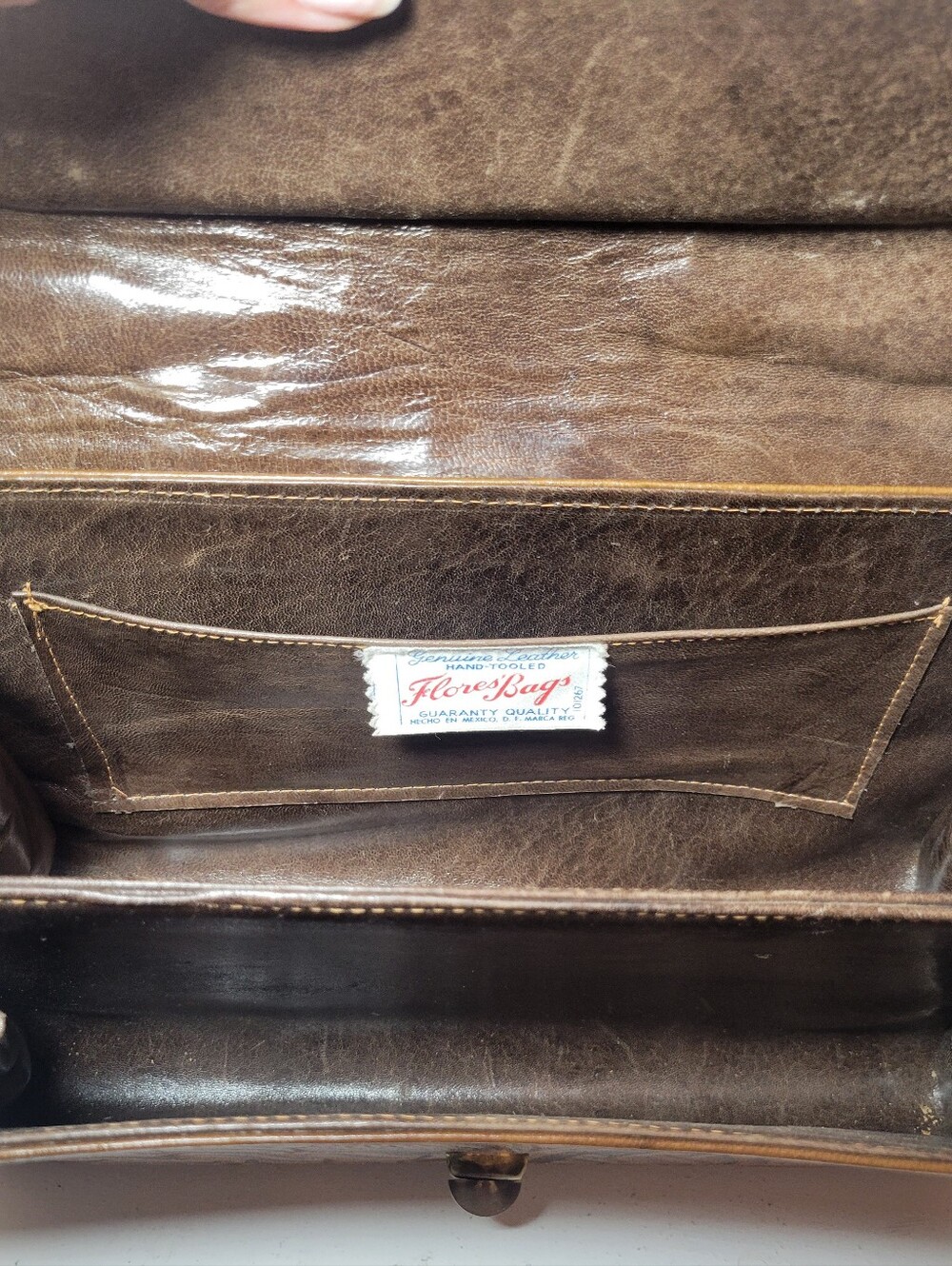 Vintage Tooled Leather Satchel Purse Flores Bags Brown Boho Western Mexico Read - Picture 4 of 11